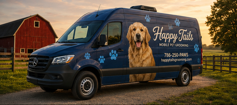 Pet grooming van wrap concept Miami