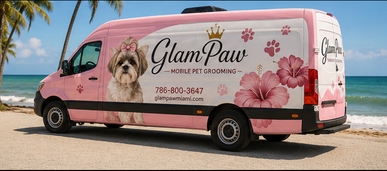 Pet grooming van wrap concept Miami