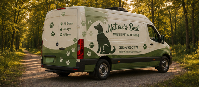 Pet grooming van wrap concept Miami